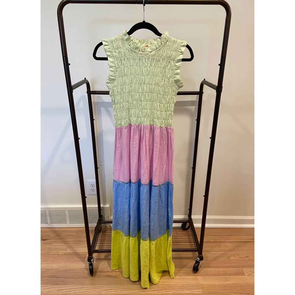 Oliphant Smocked Sleeveless Midi Dress size XS